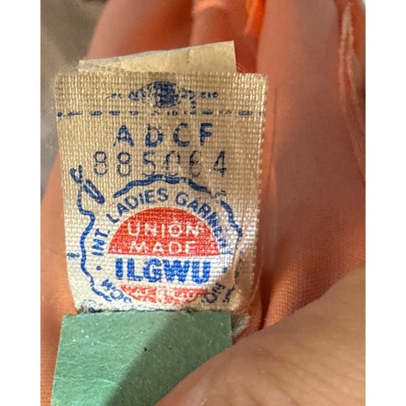 Vtg 70s Peach Lace Maxi Dress Sheer Sleeve Prairie Romantic Union Made Victorian - Picture 15 of 15